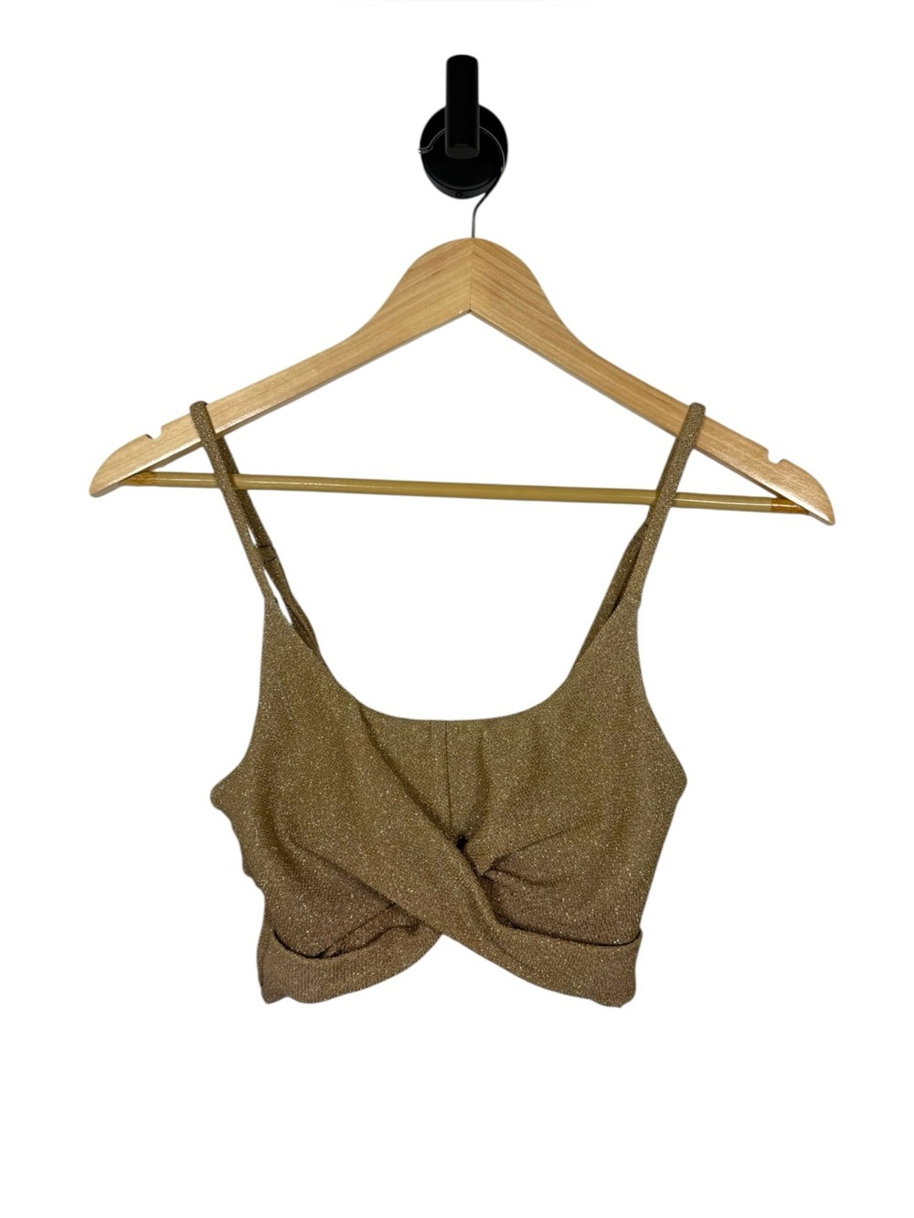 Beach Riot Kenzi Bikini Top Gold Shimmer Twist Front Swim Top Size S